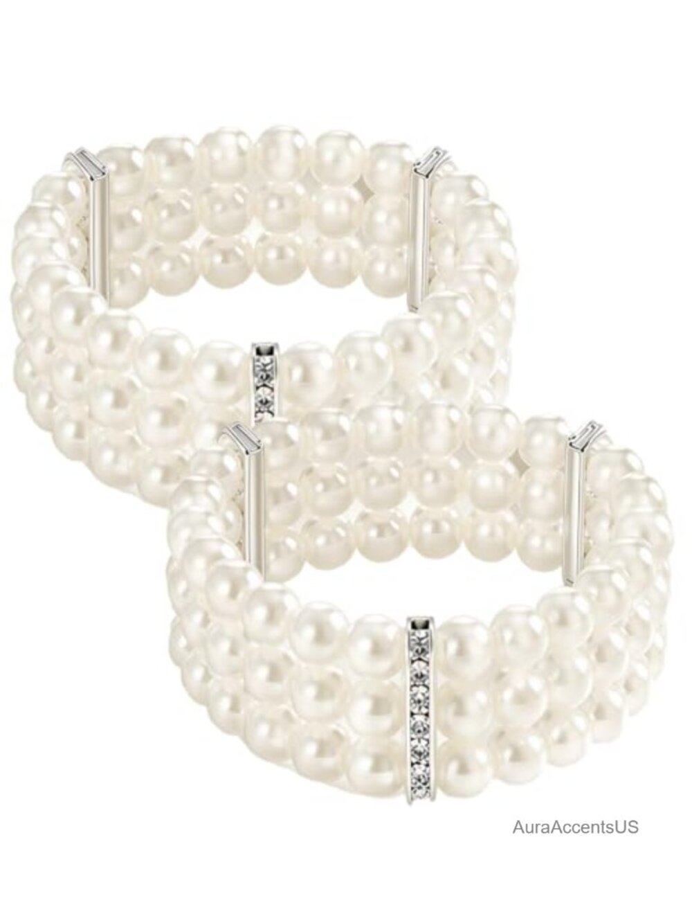 Vintage 3-Layer Stretch Pearl Bracelet Bridal Flapper Jewelry